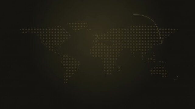 Gold arcs converging at a hub over a world map seamless loop