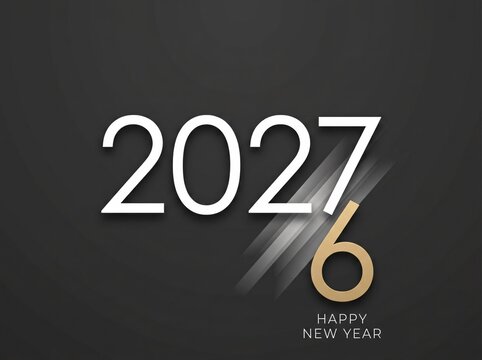 Modern 2027 design with happy new year text transition typography calendar