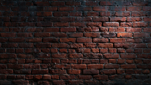 Dark Red Brick Wall Texture with Spotlight Lighting
