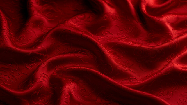 Luxurious Red Silk Fabric Texture with Elegant Drapes