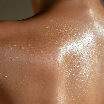 Dew Drops Shimmering on Shoulder Skin