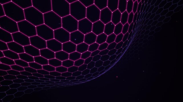 Futuristic Pink Blue Hexagon Grid Technology Background
