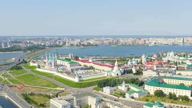 Kazan, Russia. Drone footage of the Kazan Kremlin. Drone footage, Point of interest
