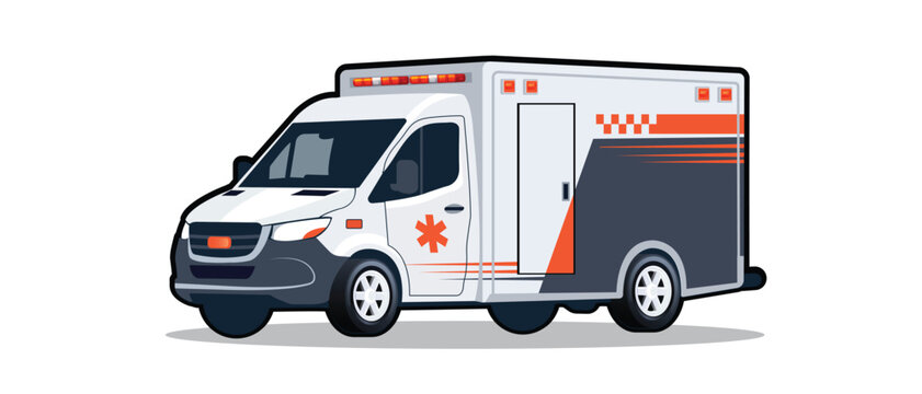 Ambulance Emergency Vehicle, Flat Vector Illustration
