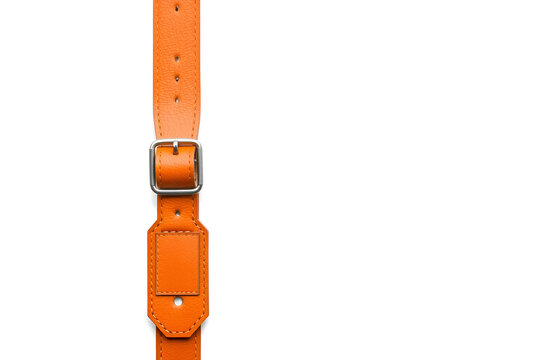 Orange Leather Luggage Strap with Buckle and Tag
