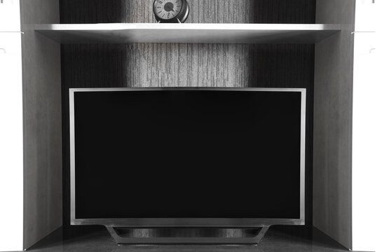 empty Blank flat screen tv on white closet drawers new modern plasma screen display Tv Mockup mock up mock-up In  Large Walk-in Closet With Fashion Decor
