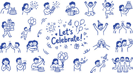 Fototapeta premium Delighted people celebrating with gifts and confetti during a joyful party event