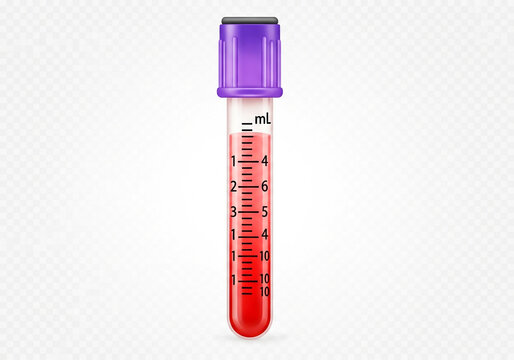 Medical blood test tube with purple cap