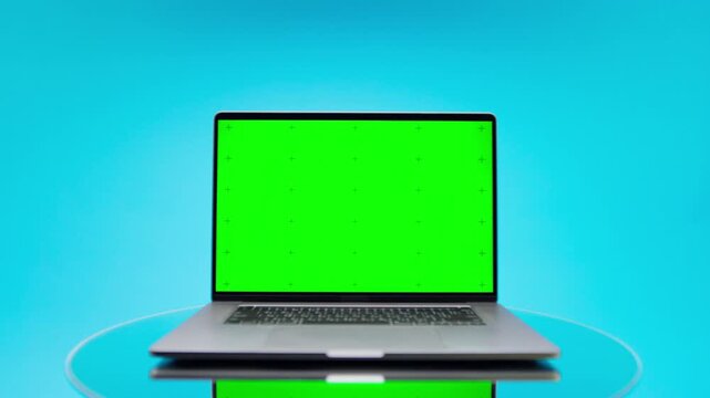 Slow Dolly In Toward Laptop Green Screen