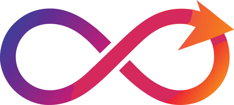 Colorful infinity loop symbol with an arrow Vector