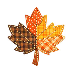 Naklejka premium PNG Patchwork autumn leaf illustration.
