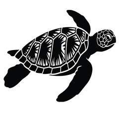 Fototapeta premium Detailed sea turtle vector illustration lsolated on white background