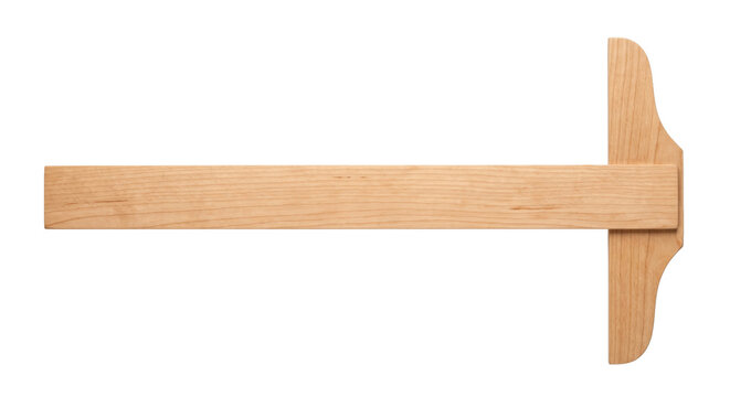Wooden T-square drafting ruler for technical architectural drawing