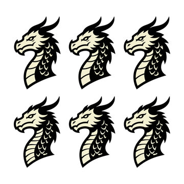 Stylized dragon head mascot logo design icon