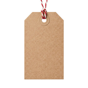 Blank kraft paper price tag with string isolated