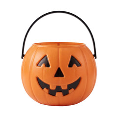 Orange plastic pumpkin trick or treat bucket for Halloween © BTG