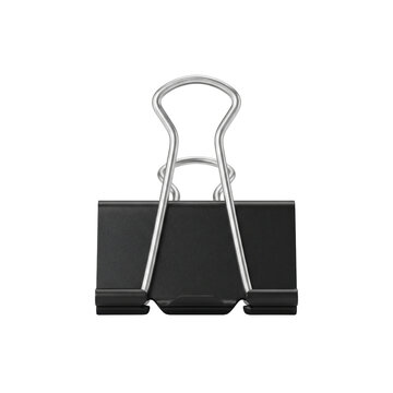 Black metal binder clip paper clamp isolated