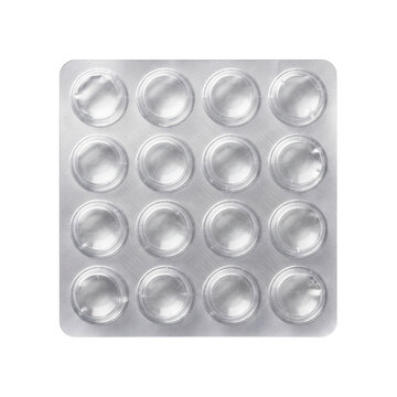 Empty silver foil blister pack for medication pills