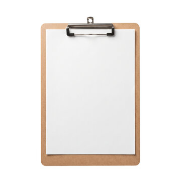 Wooden clipboard with blank paper sheet mockup isolated