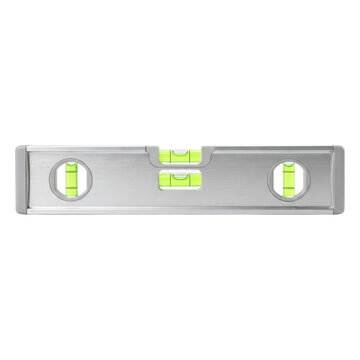 Aluminum spirit level tool with bubble vials isolated