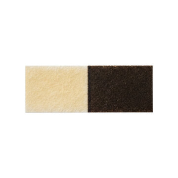 Rectangular two tone felt fabric pad isolated
