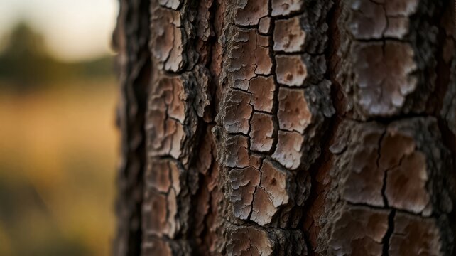 Rough textured bark of an old pine tree close up