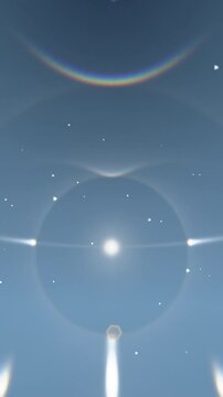 Ice Halo Display with Sun Dogs and Sun Pillar, Atmospheric Optics Seamless Loop 4K