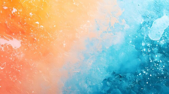 Vibrant watercolor painted background with bright orange and turquoise blue gradients