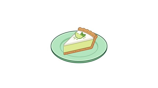 A delicious slice of key lime pie with whipped cream and a lime garnish on a light green plate.