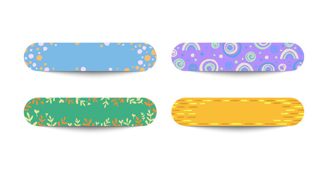 Colorful patterns on rounded rectangles for design inspiration on transparent background PNG