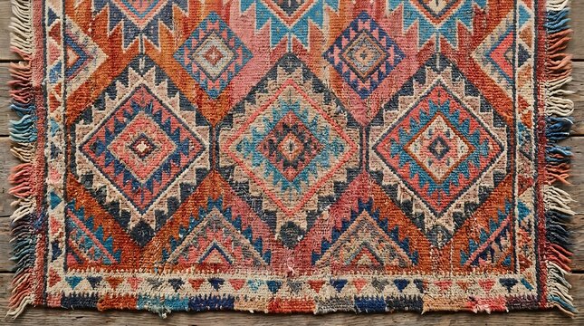 Vibrant traditional Mexican textile with colorful fringe ,Hispanic Heritage Celebration Month, Latino Ctivalultural Festival, Cinco de Mayo, D&iacute;a de los Muertos, Carnaval, Inti Raymi