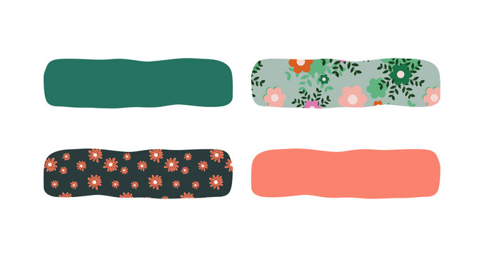 Colorful floral patterns on rounded rectangles transparent background