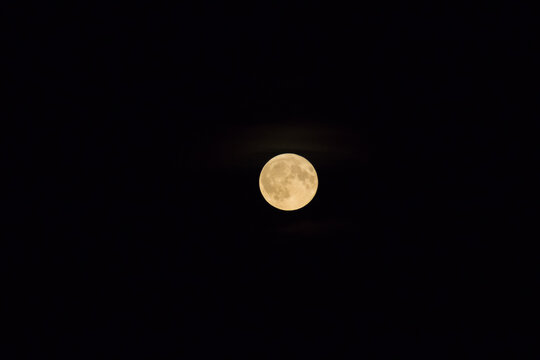 Full Moon Shining in the Dark Night Sky