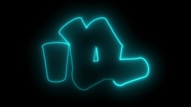Abstract neon cyan glowing outline illustration on a black background graphic