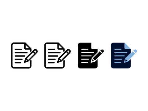 Document edit icon. File editing symbol. Simple pictogram for document editing, content modification, office paperwork, business documentation, digital workflows and file management
