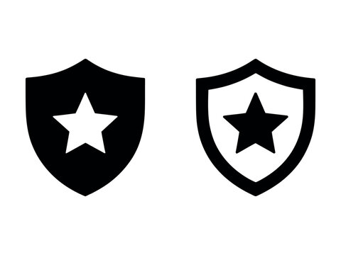Security shield and star badge icon set
