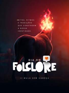 Folclore Brasileiro Educa&ccedil;&atilde;o Cultura e Hist&oacute;ria Social Media Post Card Insta Template