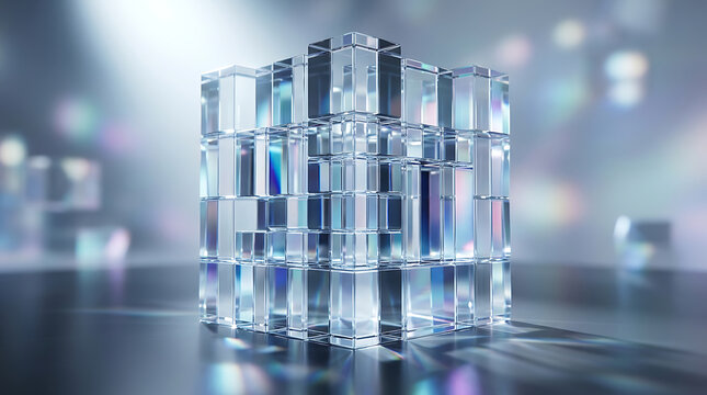 3d geometric cubes floating in space illustration