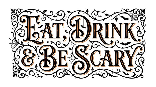 Eat drink and be scary halloween typography design