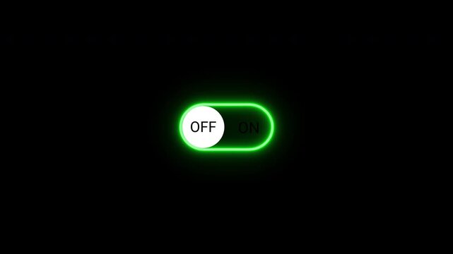 Neon Glowing ON OFF Switch Button Animation, Turning On-Off Toggle Slide Button Animation in 4K, Modern UI Interface Switch Control for Mobile Apps, Websites and Software Design 
