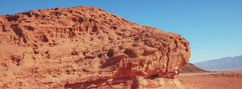 Desert nature landscape. Sandstone rocks in Timna park, Israel