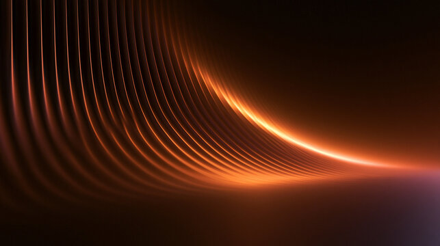 Abstract Glowing Orange Light Waves on Dark Background