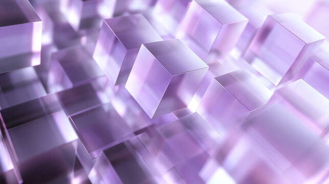 Abstract Purple Glass Cubes Geometric Background