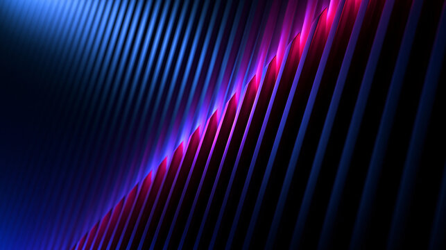 Futuristic Abstract 3D Geometric Neon Background with Glowing Slats