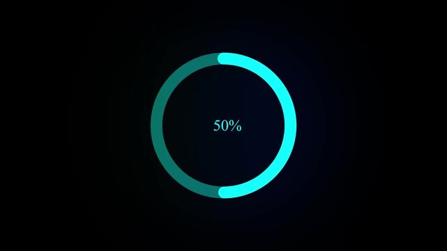 Animated circular loading mark with white background and no background.Cyberpunk loading bar animation with glitch effect. zero to one hundred percent. Circle percentage.