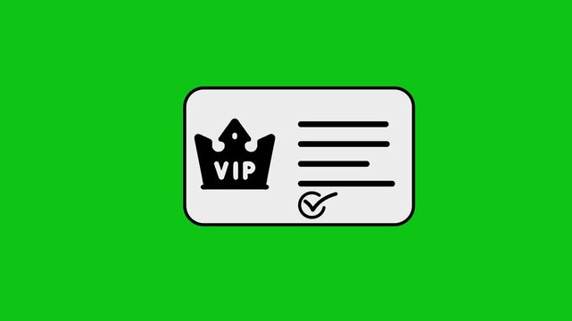 Vip card with crown and checkmark animation, motion graphic on green screen background, concept of premium membership.