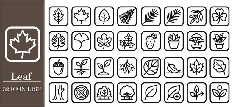 Set of hand drawn sketch nature and plant icons in square frames