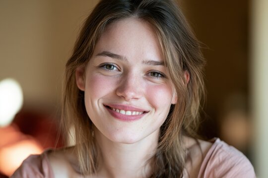 Portrait of a smiling young woman looking at the camera in natural light
