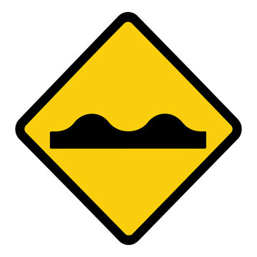 Bumpy road or rough road yellow diamond warning sign vector illustration