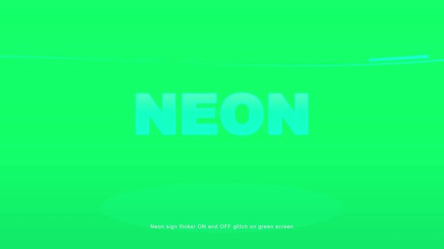 Neon Sign Flicker Effect on Green Screen Background